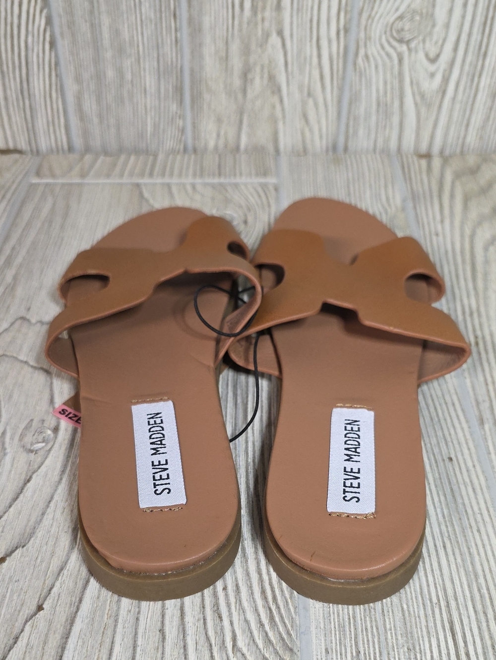 Steve Madden Roceen Leather Slide Sandals Tan Womens Size 6 NEW - Picture 5 of 12